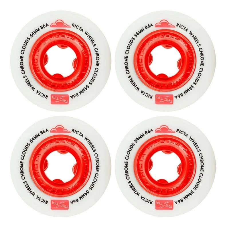 Roues Longboard Skate Ricta Set De 4 Roues De Skateboard Clouds Chrome - Red - 54mm 1 Roues Longboard Skate Ricta Set De 4 Roues De Skateboard Clouds Chrome - Red - 54mm